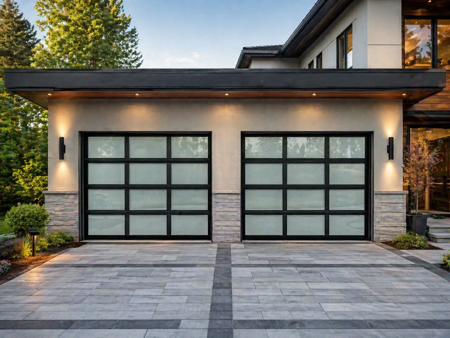 Contemporary full-view glass garage doors