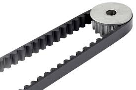 Steel-reinforced rubber belt used in belt-drive garage door openers